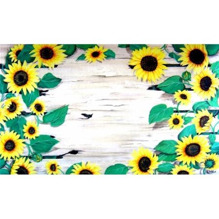 CUSTOM PRINTED RUGS Custom Printed Rugs AWV081 Sunflower 18 x 30 in. Doormat Rug - Gold & Yellow; Green; Yellow AWV081